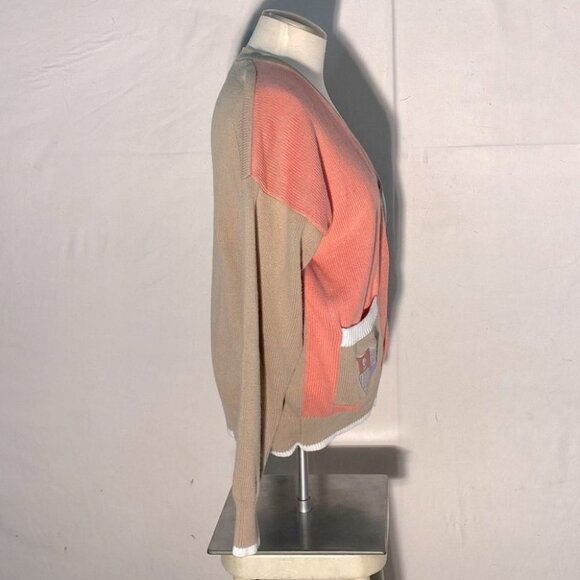 Vintage La Mode Spruce Ridge Pastel Colour Block Button Up Knit Cardigan M - Picture 4 of 14